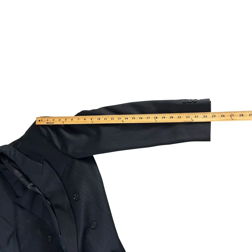 Raffinati Double Breasted Blazer Mens Black Striped Peak‎ Lapel Formal Classic